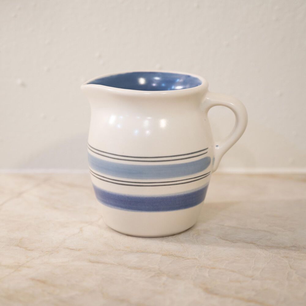 Vintage Pfaltzgraff Rio Blue Stripe Creamer | Stoneware Cream Pitcher
